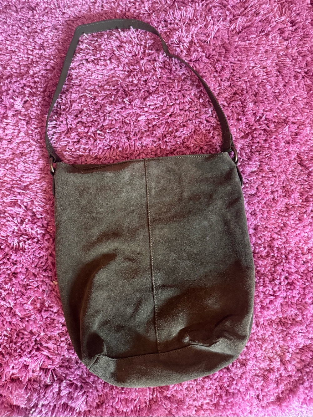 Dark Green Classic Leather Shoulder Bag